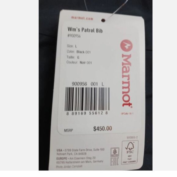 Marmot Women's Patrol Gore-Tex Bibs Ski Pants Size L Waterproof Black $450 New - Picture 10 of 11